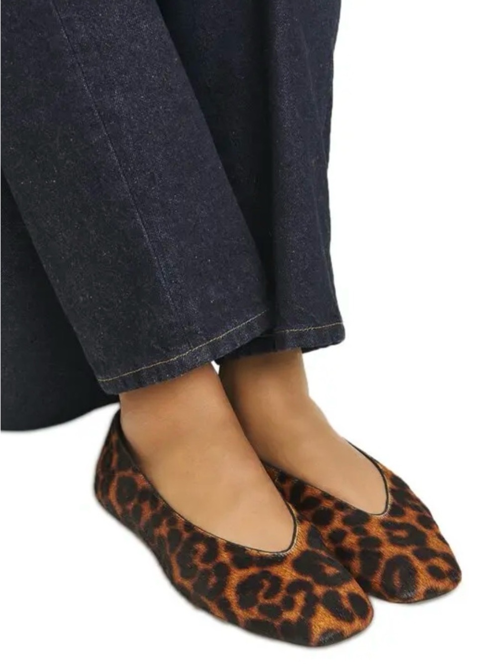 Reformation Women's Prudence Leopard Print Calf Hair Ballet Flats 7.5